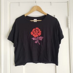 Pink Rhinestone Rose Crop Top